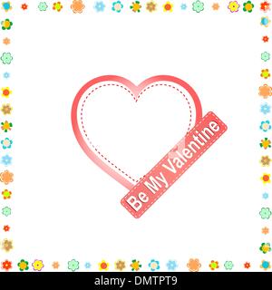 Hearts and flowers frame. wedding or valentine`s theme Stock Vector